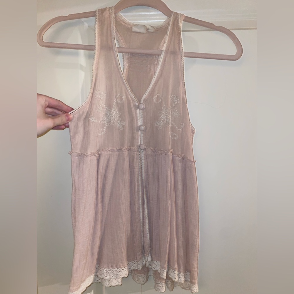 Light Pink Lacy Babydoll Sleeveless Top